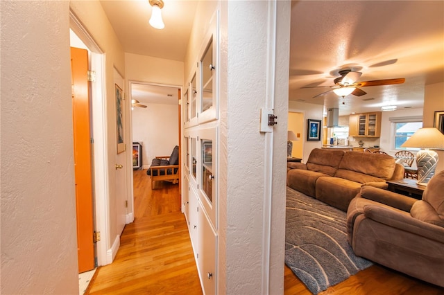 hall featuring light wood-type flooring