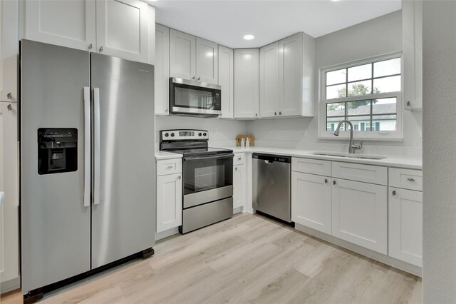 kitchen with white cabinets, stainless steel appliances, and sink