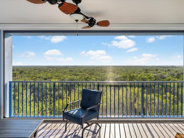 balcony with ceiling fan