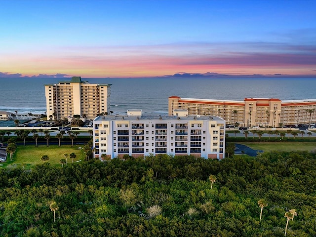 exterior space featuring a water view