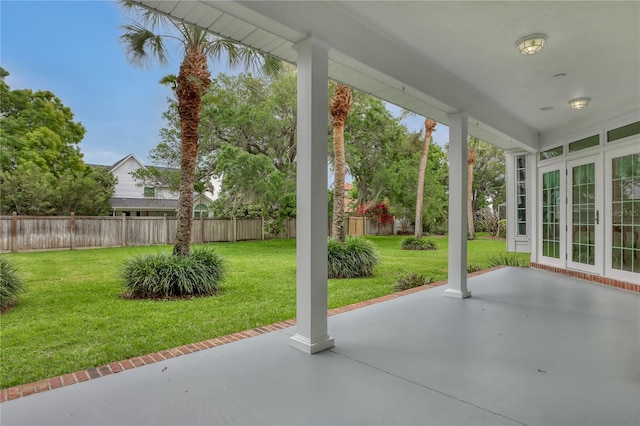 view of patio / terrace featuring french doors