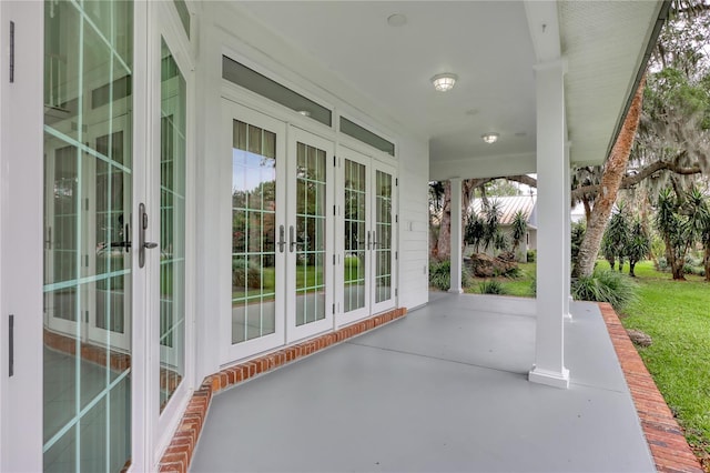 view of patio featuring french doors