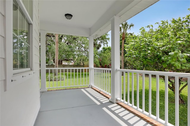 balcony featuring a porch