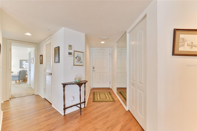 hall featuring light hardwood / wood-style floors