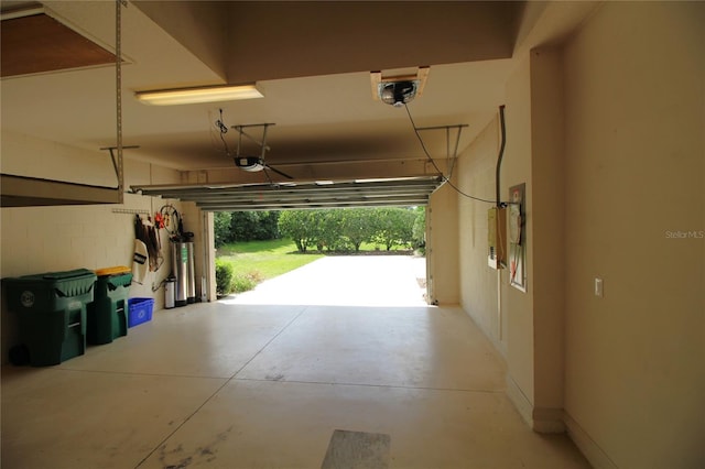 garage with a garage door opener