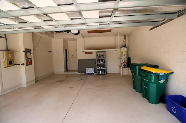 garage featuring gas water heater