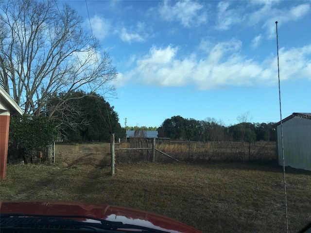 view of yard featuring a storage shed