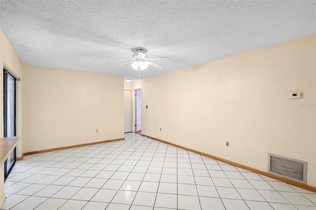 unfurnished room featuring a textured ceiling and ceiling fan