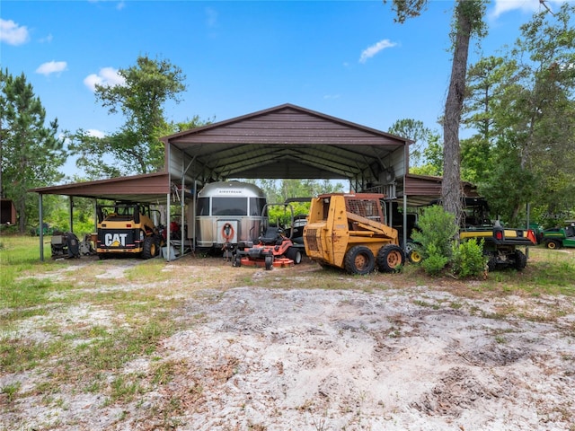 exterior space featuring a carport