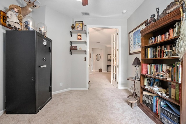 interior space featuring carpet