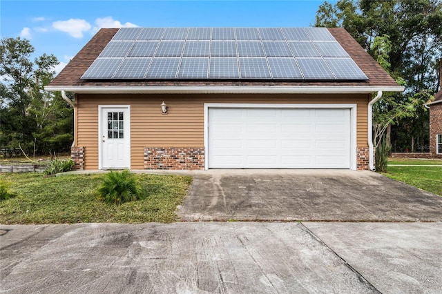 garage with solar panels