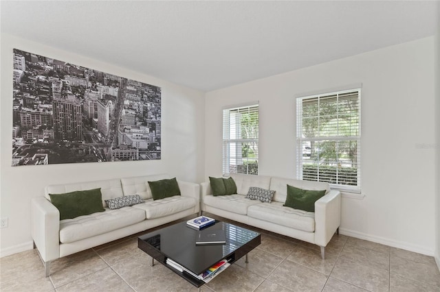 view of tiled living room