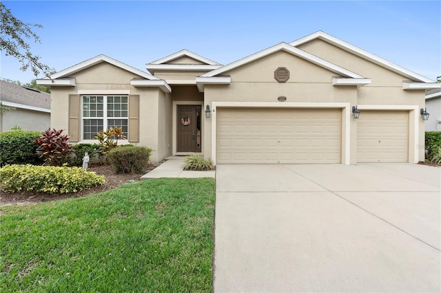 single story home with a garage