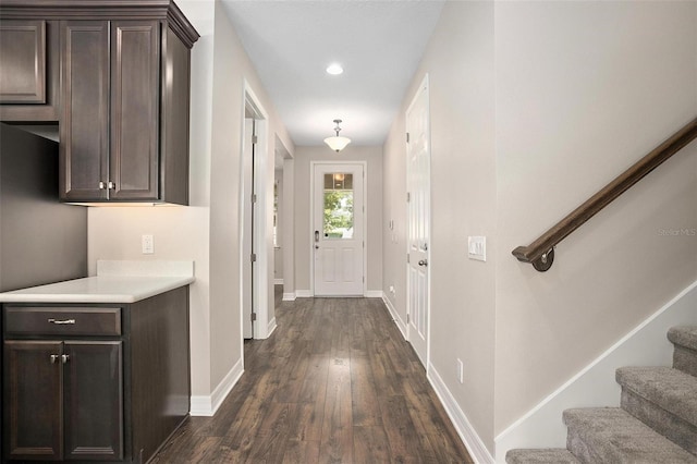 doorway to outside featuring dark hardwood / wood-style floors