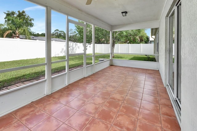 view of unfurnished sunroom