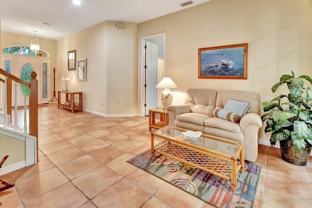 view of tiled living room