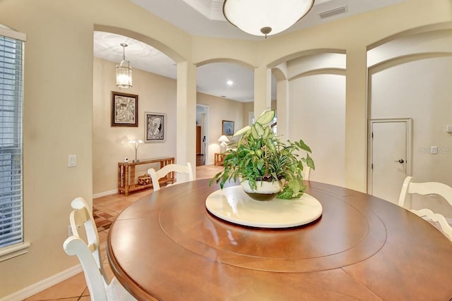 dining room featuring light tile flooring