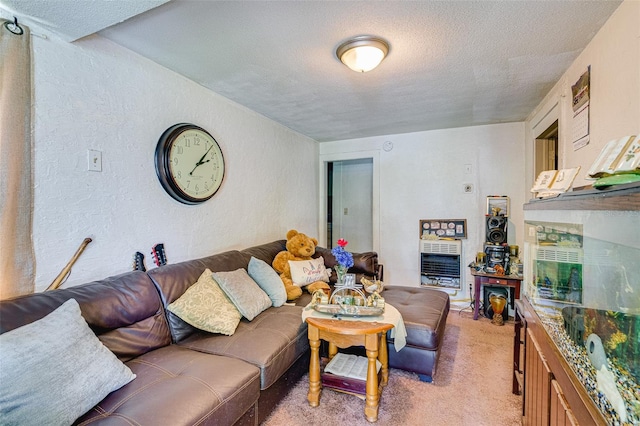 432 Marion St, Daytona Beach, FL 32114 - carpeted living room featuring heating unit and a textured ceiling