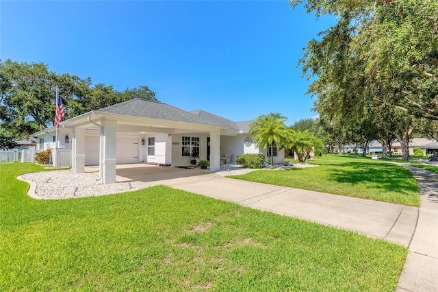 rear view of house with a garage and a yard