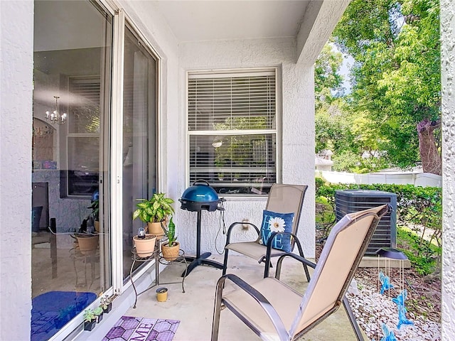 view of patio featuring central air condition unit