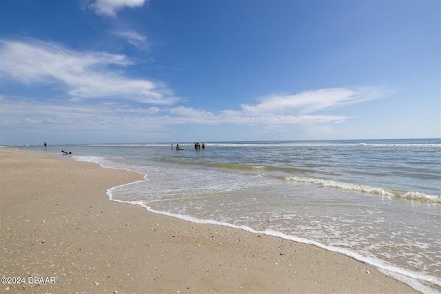 view of water feature featuring a beach view