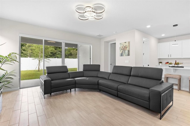 living room featuring light hardwood / wood-style flooring