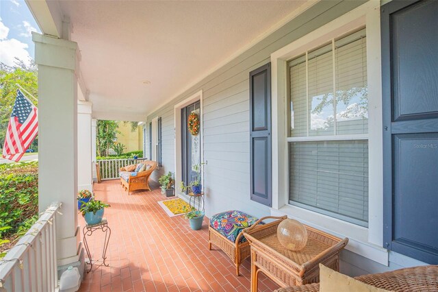 wooden deck with covered porch