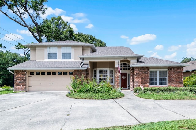 view of front of property featuring a garage