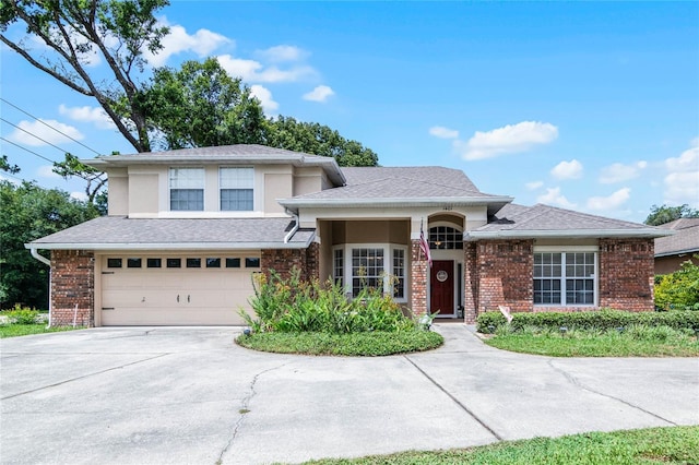 view of front of house with a garage