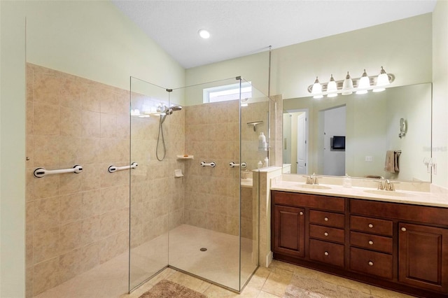 309 Chesham St, Ormond Beach, FL 32174 - bathroom featuring a walk in shower and double vanity