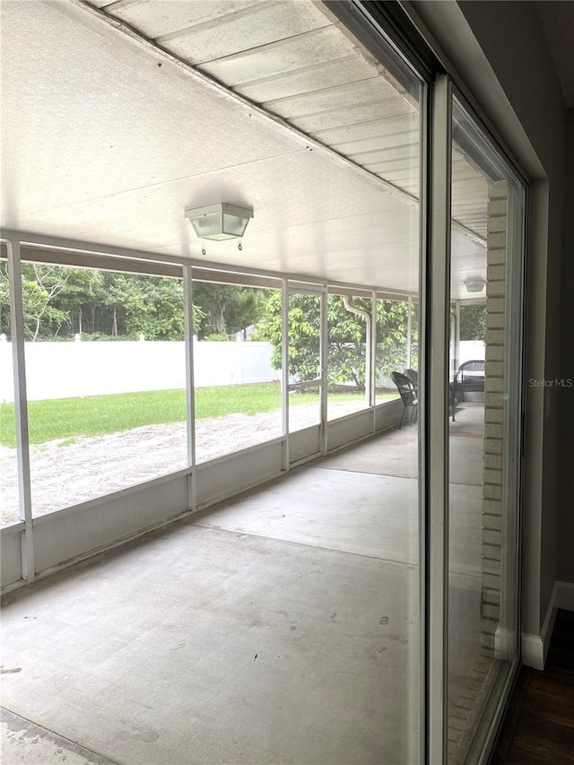 view of unfurnished sunroom