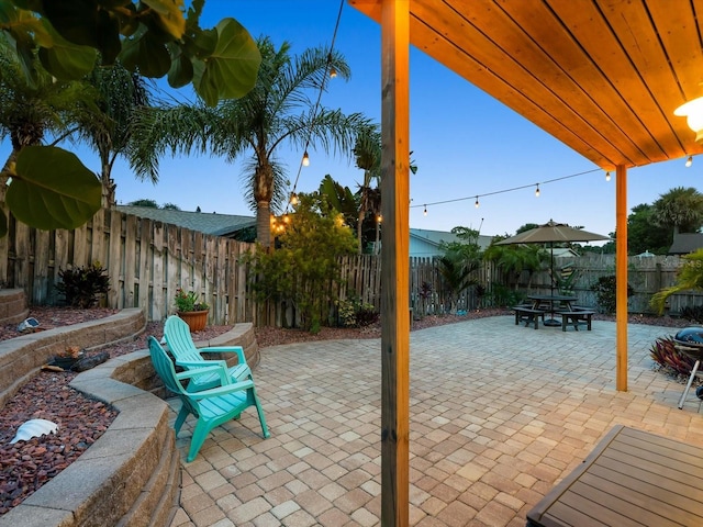 view of patio featuring a fenced backyard