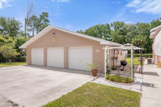 detached garage with cooling unit