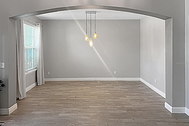 unfurnished dining area with a healthy amount of sunlight and hardwood / wood-style floors