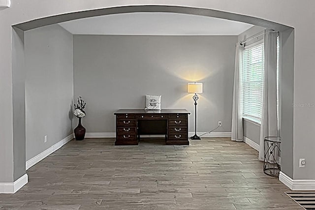 interior space with hardwood / wood-style floors