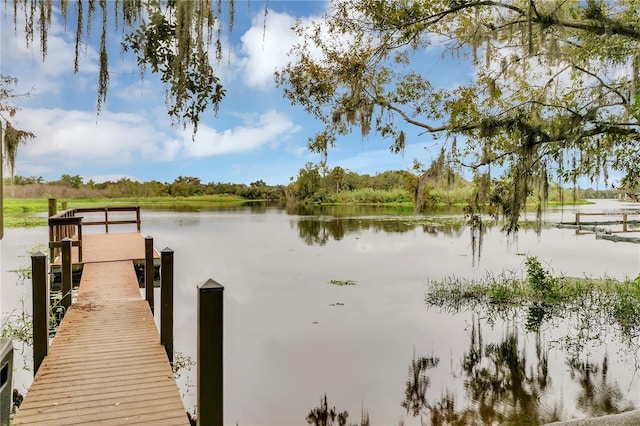 dock area featuring a water view