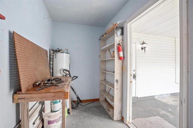 storage room featuring water heater