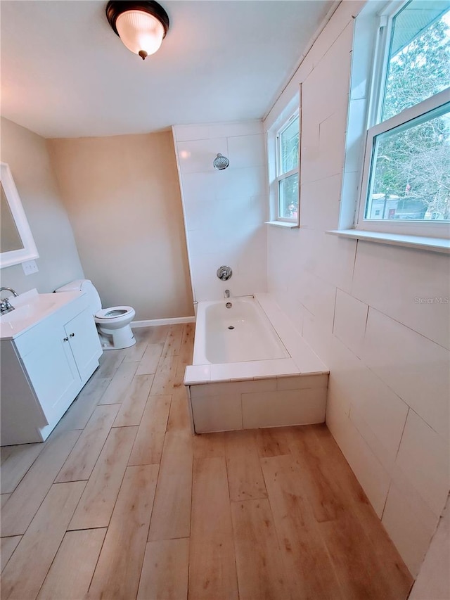 bathroom with hardwood / wood-style flooring and vanity