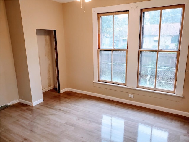 unfurnished room featuring light wood-type flooring and plenty of natural light