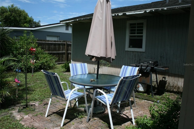 view of patio / terrace with a grill