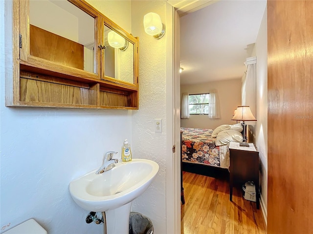 bathroom featuring sink and wood-type flooring