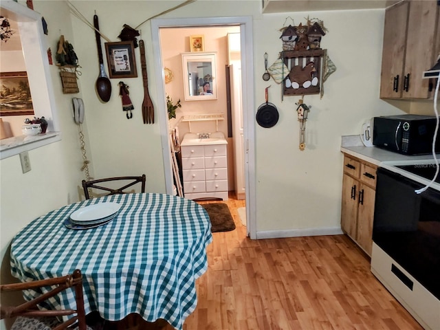 interior space featuring light hardwood / wood-style floors and sink