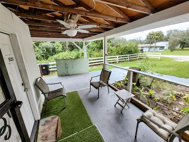 view of patio / terrace featuring ceiling fan