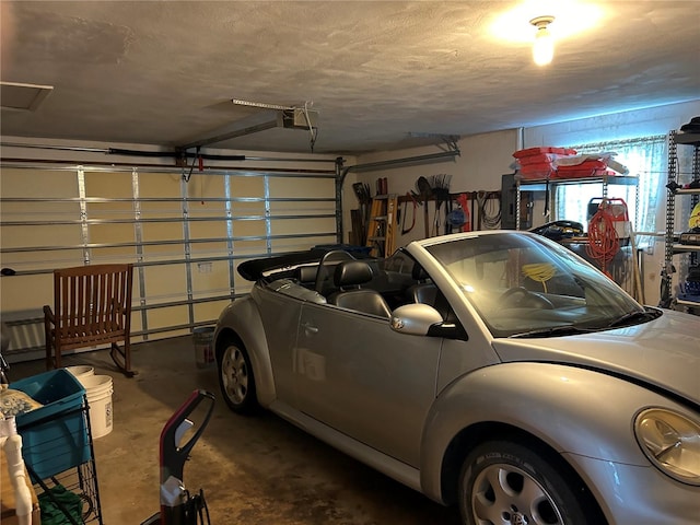 garage with a garage door opener