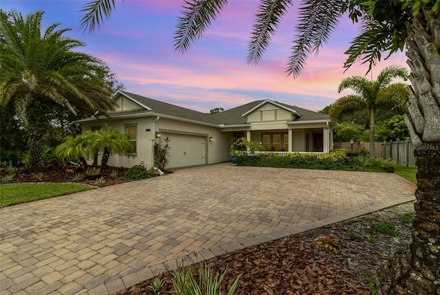 view of front of house with a garage