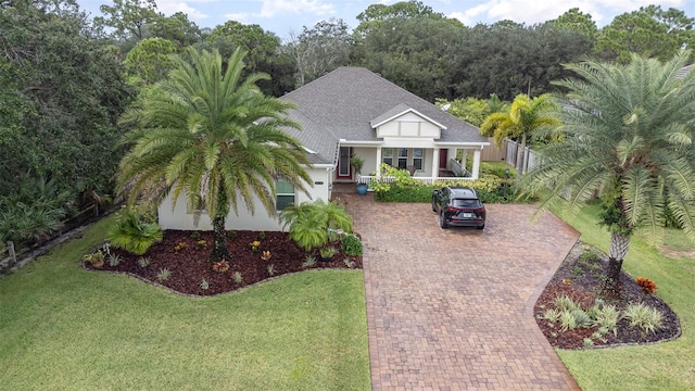 view of front of house featuring a front lawn