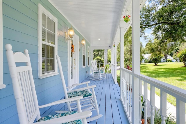 deck featuring covered porch