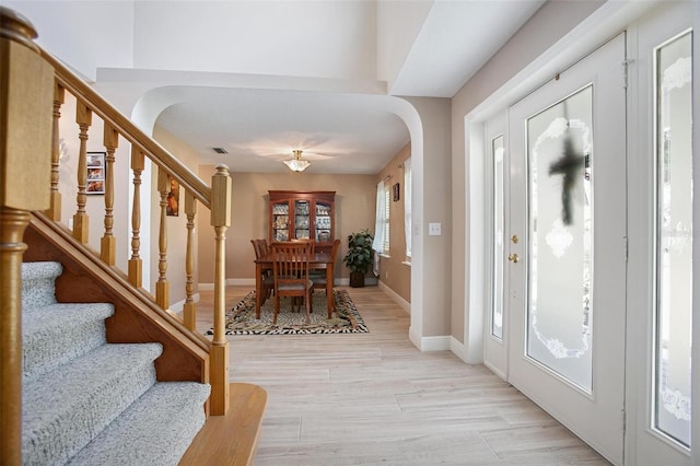 entryway with light wood-type flooring