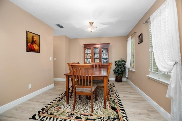 dining room with light hardwood / wood-style flooring