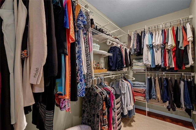 spacious closet featuring hardwood / wood-style flooring